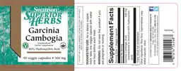 Label for Garcinia Cambogia 500 mg