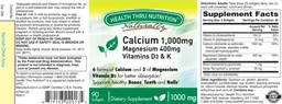 Label for Calcium 1,000 mg Magnesium 400 mg