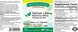 Label for Calcium 1,000 mg Magnesium 400 mg