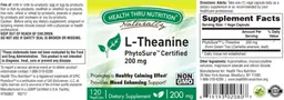 Label for L-Theanine 200 mg