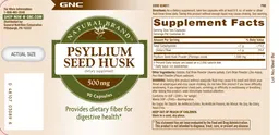 Label for Psyllium Seed Husk 500 mg
