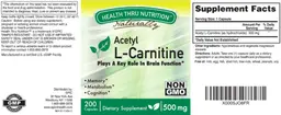 Label for Acetyl L-Carnitine 500 mg