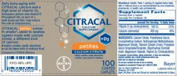 Label for Citracal Petites Calcium Citrate