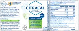 Label for Citracal Calcium Citrate + Magnesium & Minerals