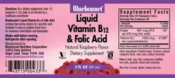 Label for Liquid Vitamin B12 & Folic Acid Natural Raspberry Flavor