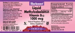 Label for Liquid CellularActive Methylcobalamin Vitamin B12 1000 mcg Natural Raspberry Flavor
