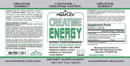 Label for Creatine Energy Unflavored