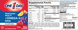 Label for VitaCraves Multi + Omega-3 DHA Gummies Fruit Punch Flavor