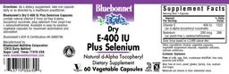 Label for Dry E-400 IU Plus Selenium