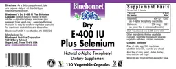 Label for Dry E-400 IU Plus Selenium