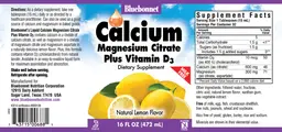 Label for Liquid Calcium Magnesium Citrate Plus Vitamin D3 Natural Lemon Flavor