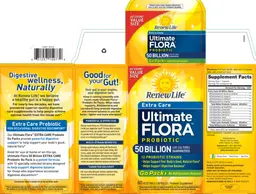 Label for Extra Care Ultimate Flora Probiotic 50 Billion