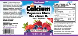 Label for Liquid Calcium Magnesium Citrate Plus Vitamin D3 Natural Mixed Berry Flavor