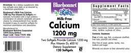 Label for Milk-Free Calcium 1200 mg