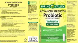 Label for Advanced Strength Probiotic 50 Billion