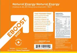 Label for EBOOST Shot Natural Orange Flavor