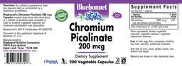 Label for Chromium Picolinate 200 mcg