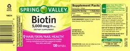 Label for Biotin 5,000 mcg