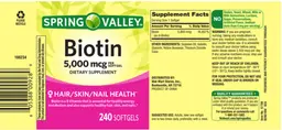 Label for Biotin 5,000 mcg