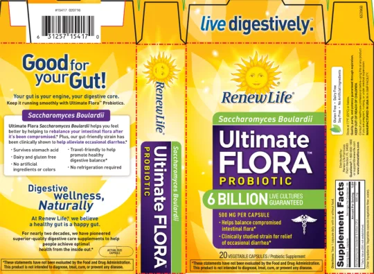 Label for Ultimate Flora Probiotic 6 Billion