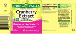 Label for Cranberry Extract 500 mg