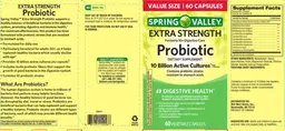 Label for Extra Strength Probiotic 10 Billion