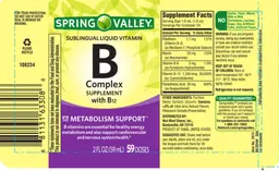 Label for Sublingual Liquid Vitamin B Complex Supplement With B12
