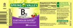 Label for Sublingual Vitamin B12 Supplement 500 mcg Natural Cherry Flavor