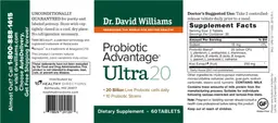 Label for Probiotic Advantage Ultra 20