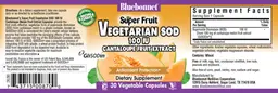 Label for Vegetarian SOD 100 IU Cantaloupe Fruit Extract