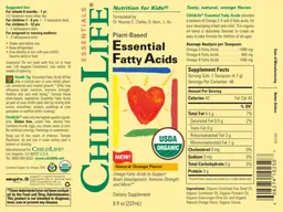 Label for Essential Fatty Acids Natural Orange Flavor