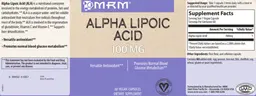 Label for Alpha Lipoic Acid 100 mg