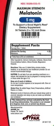 Label for Maximum Strength Melatonin 5 mg
