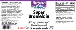 Label for Super Bromelain 500 mg (2400 GDU/gm)