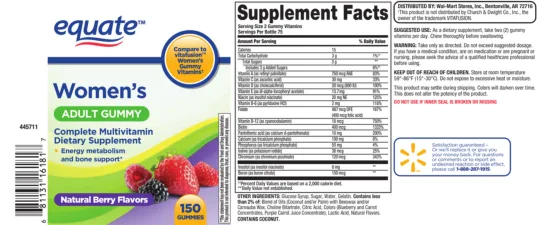Label for Women's Adult Gummy Natural Berry Flavors