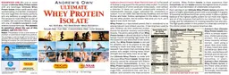 Label for Andrew's Own Ultimate Whey Protein Isolate