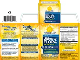 Label for Extra Care Ultimate Flora Probiotic 50 Billion