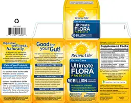 Label for Extra Care Ultimate Flora Probiotic 50 Billion