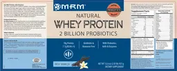 Label for Natural Whey Protein Rich Vanilla