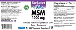 Label for MSM 1000 mg