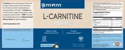 Label for L-Carnitine 1000 mg Natural Vanilla