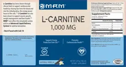 Label for L-Carnitine 1,000 mg Natural Vanilla