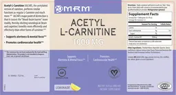 Label for Acetyl L-Carnitine 1000 mg Lemonade