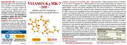 Label for Vitamin K2 MK-7 200