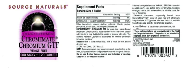 Label for Chromemate Chromium GTF