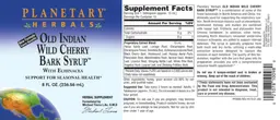 Label for Old Indian Wild Cherry Bark Syrup