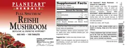 Label for Full Spectrum Reishi Mushroom 460 mg