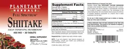 Label for Full Spectrum Shiitake 450 mg