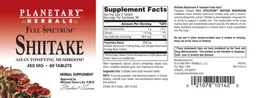 Label for Full Spectrum Shiitake 450 mg