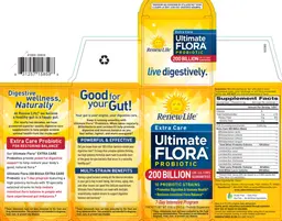 Label for Extra Care Ultimate Flora Probiotic 200 Billion